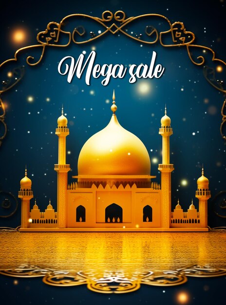 PSD plantilla de diseño de fondo realista para el cartel de eid mubarak