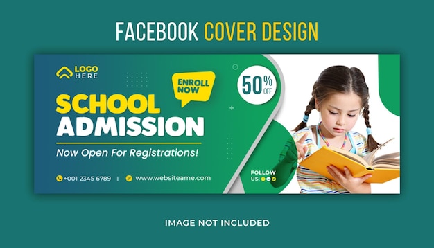 PSD plantilla de diseño de foto de portada de facebook y redes sociales de admisión a la escuela