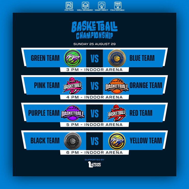 PSD plantilla de diseño gráfico del campeonato de baloncesto deportivo