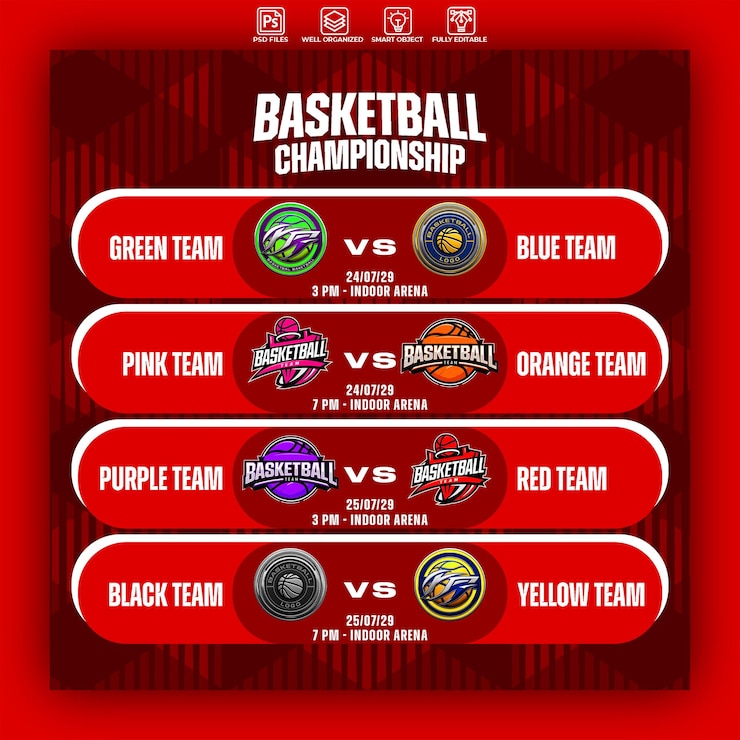 PSD plantilla de diseño gráfico del campeonato de baloncesto