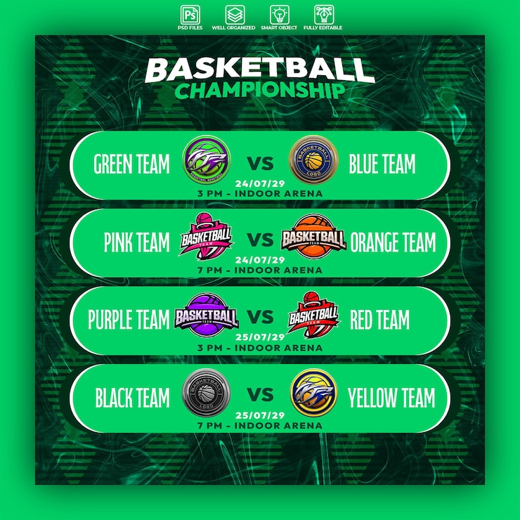 PSD plantilla de diseño gráfico del campeonato de baloncesto