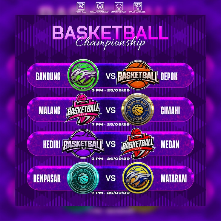 PSD plantilla de diseño gráfico de partido de baloncesto