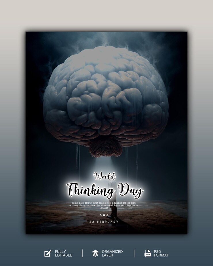 PSD plantilla de diseño gráfico y de redes sociales del día mundial del pensamiento
