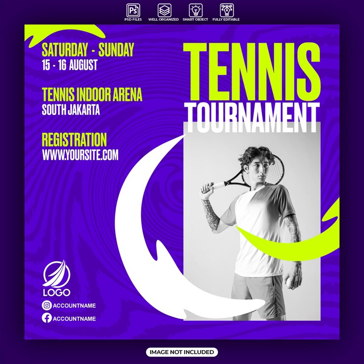PSD plantilla de diseño gráfico de torneos de tenis