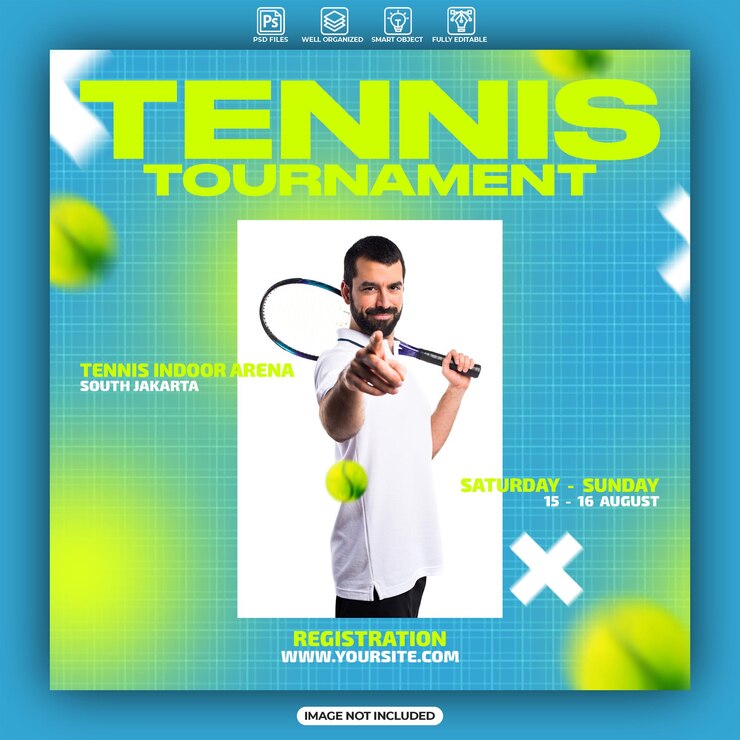 PSD plantilla de diseño gráfico de torneos de tenis
