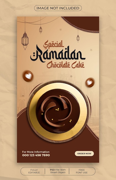 Plantilla de diseño de historia de facebook e instagram de menú de comida de ramadán