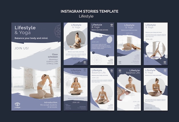 Plantilla de diseño de historia de insta de estilo de vida de yoga