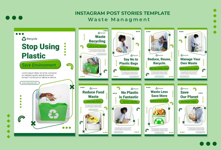 PSD plantilla de diseño de historia de insta de gestión de residuos