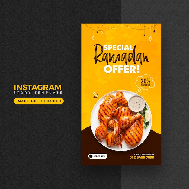 Plantilla de diseño de historia de redes sociales de comida de ramadán