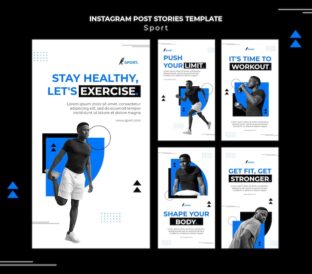 PSD plantilla de diseño de historias de instagram de deporte