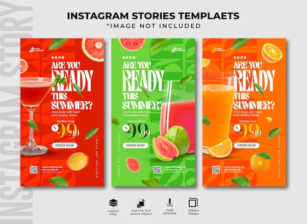 PSD plantilla de diseño de historias de instagram de jugo especial de verano