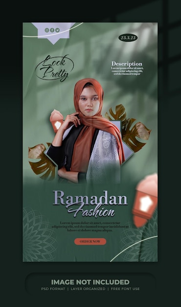 PSD plantilla de diseño de historias de rebajas de moda de ramadán