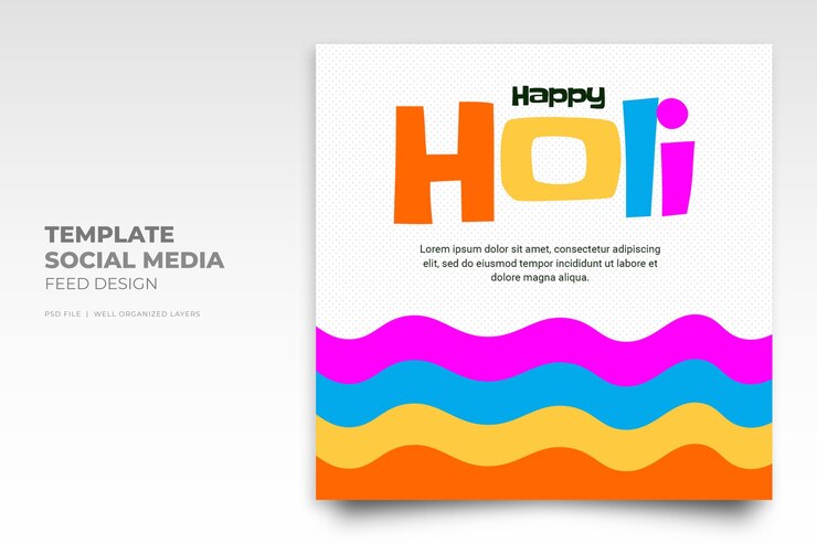 Plantilla de diseño de Instagram de redes sociales del festival Holi de acuarela