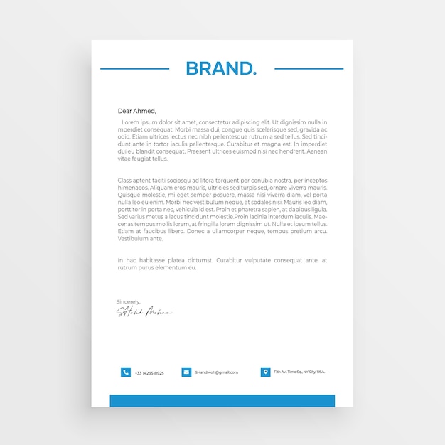 Plantilla de diseño limpio moderno con membrete creativo profesional