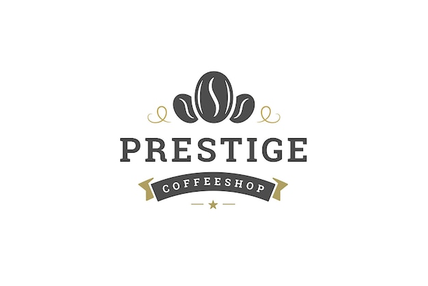 plantilla de diseño del logotipo de la cafetería granos de café tostados frescos vintage