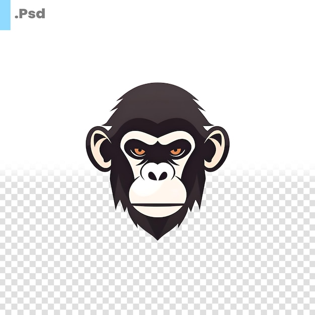 PSD plantilla de diseño de logotipo de chimpancé ilustración vectorial en fondo blanco plantilla psd