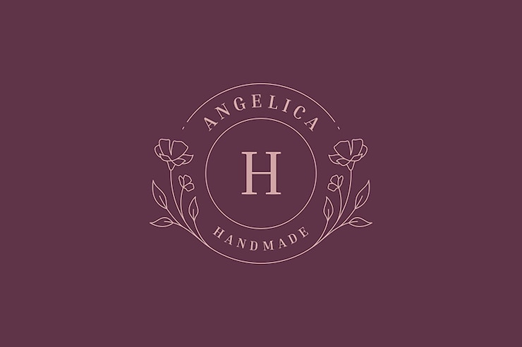 PSD plantilla de diseño de logotipo de línea mínima de plantas de flores orgánicas para cosméticos naturales hechos a mano