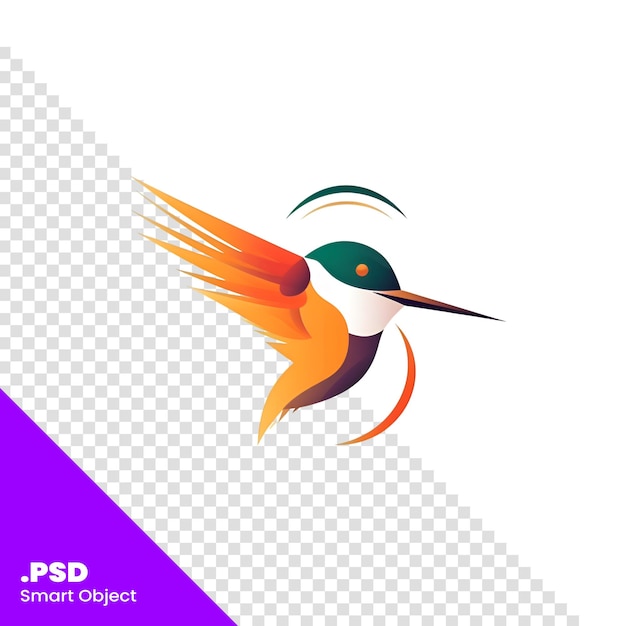 PSD plantilla de diseño de logotipo de pájaro kingfisher plantilla psd de ilustración vectorial colorida