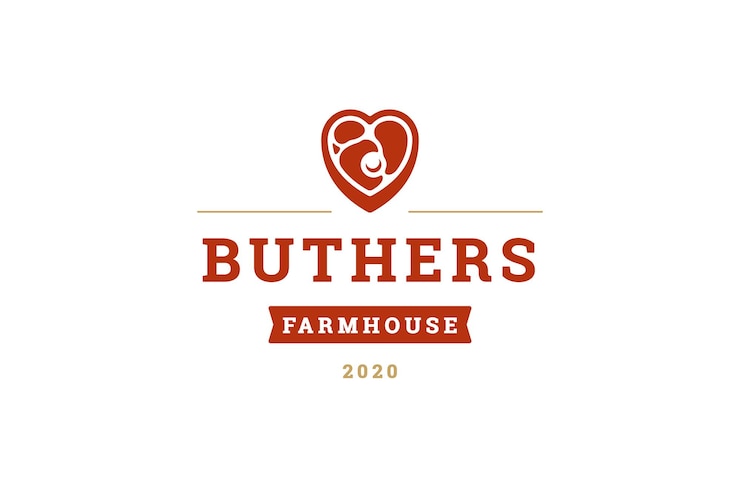 PSD plantilla de diseño de logotipo vintage de la tienda de productos de carne orgánica de la granja