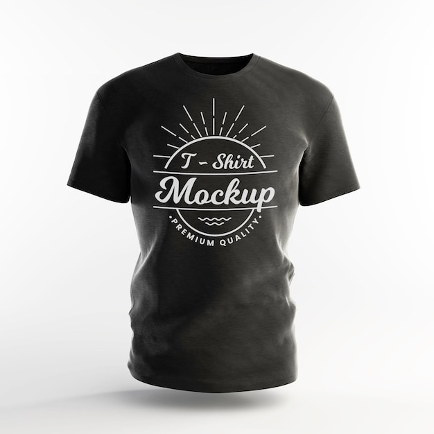 PSD plantilla de diseño de maqueta de camiseta negra de renderizado 3d