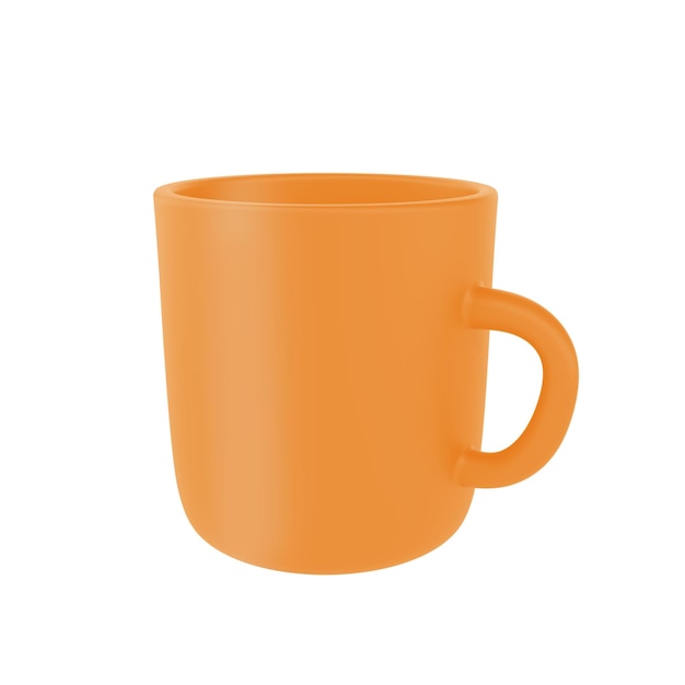 Plantilla de diseño de maqueta de icono de taza naranja realista de foto 3d para taza limpia de cerámica mock up