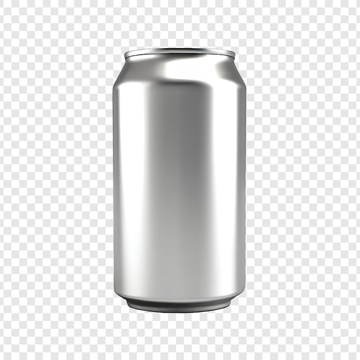 PSD plantilla de diseño de maqueta de lata de bebidas de aluminio en blanco