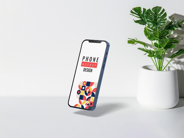 Plantilla de diseño de maqueta de teléfono para diseño de teléfono inteligente Hojas de fondo de superposición de sombra de Instagram