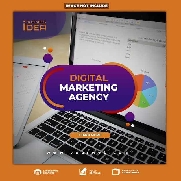 PSD plantilla de diseño de marketing digital premium