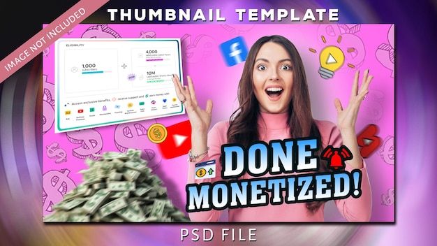 La plantilla de diseño de miniaturas de Youtube para monetizar