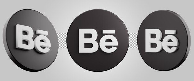 Plantilla de diseño minimalista y simple del logotipo de 3D behance y fondo transparente