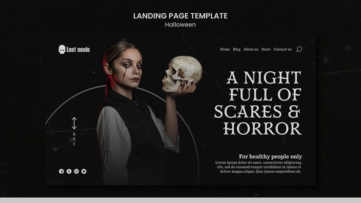 PSD plantilla de diseño de página de destino de halloween