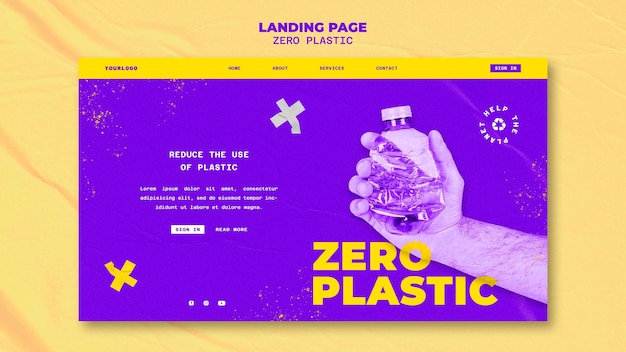 Plantilla de diseño de página de destino de plástico cero