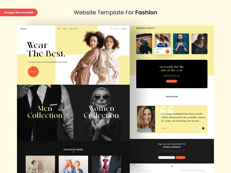 PSD plantilla de diseño de página de sitio web de moda
