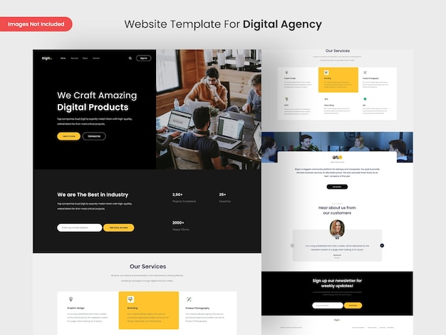 PSD plantilla de diseño de página web de agencia digital