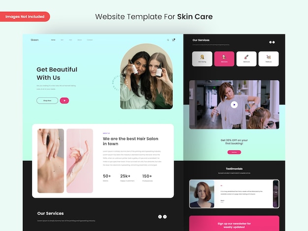 Plantilla de diseño de página web para el cuidado de la piel