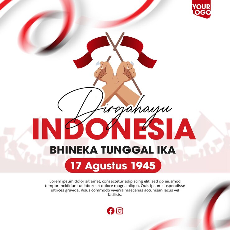 plantilla de diseño plano del día de la independencia de Indonesia