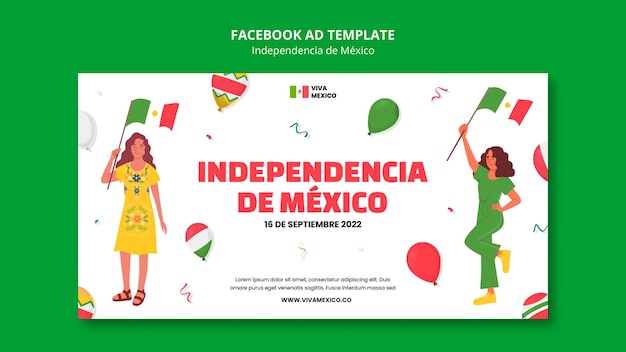 plantilla de diseño plano del día de la independencia de México