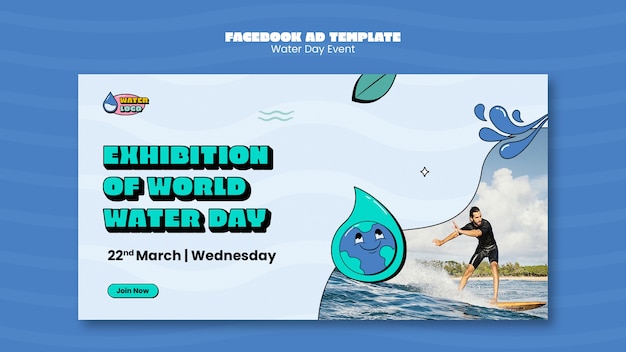 PSD plantilla de diseño plano del día mundial del agua