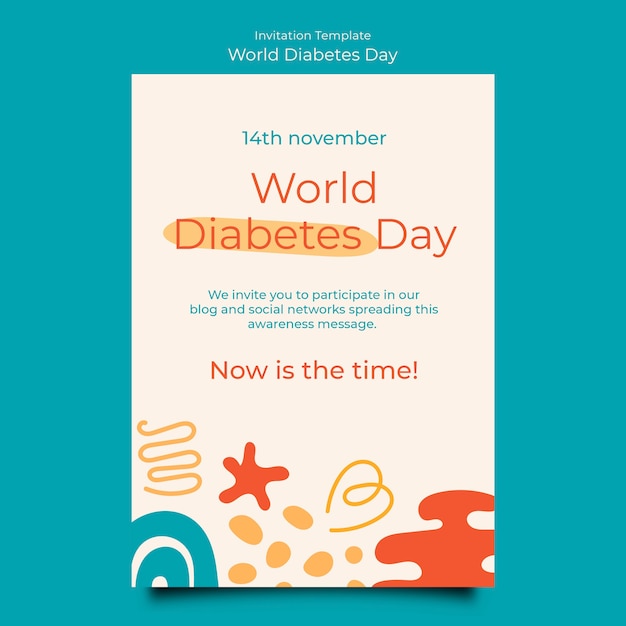 Plantilla de diseño plano del día mundial de la diabetes