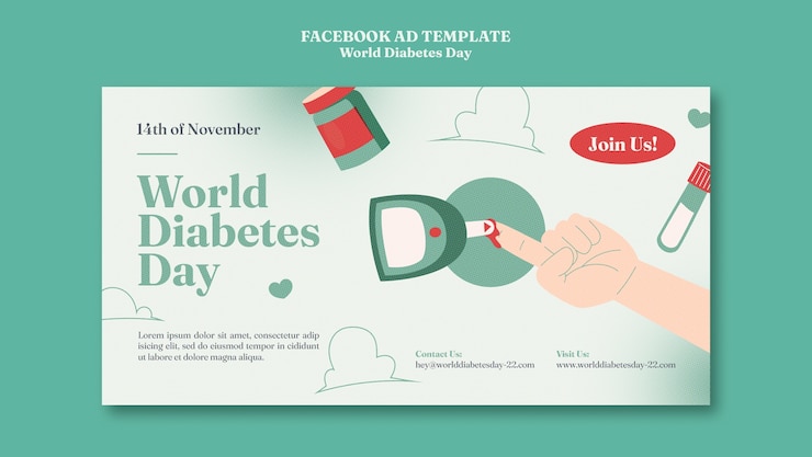 PSD plantilla de diseño plano del día mundial de la diabetes