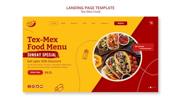 Plantilla de diseño plano tex mex