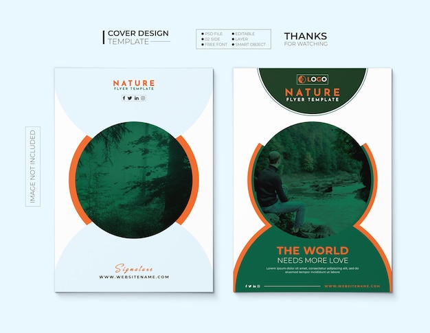 plantilla de diseño de portada temática del mundo de la naturaleza