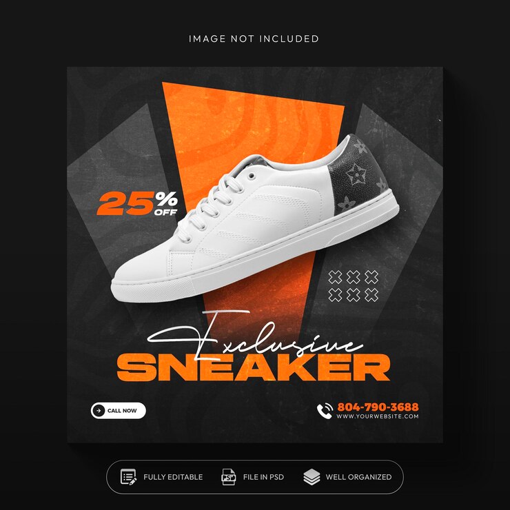 plantilla de diseño de post de redes sociales o banner cuadrado de zapatos