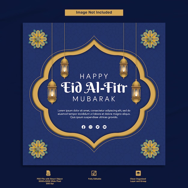 Plantilla de diseño de postal de felicitación feliz eid mubarak