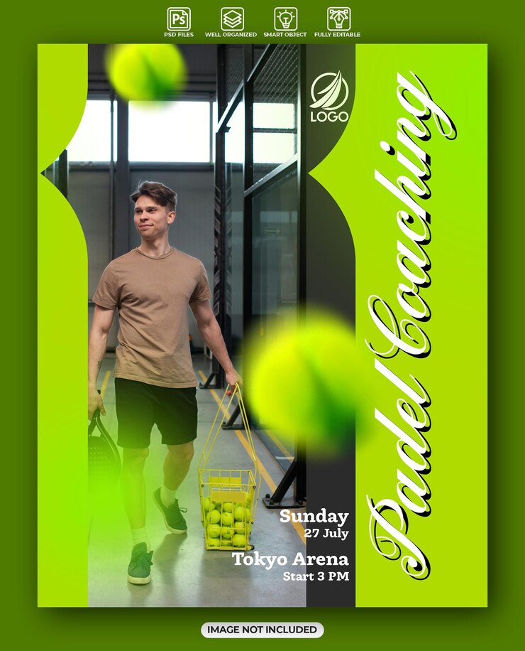 PSD plantilla de diseño de póster de la clase de entrenamiento de deporte de padel