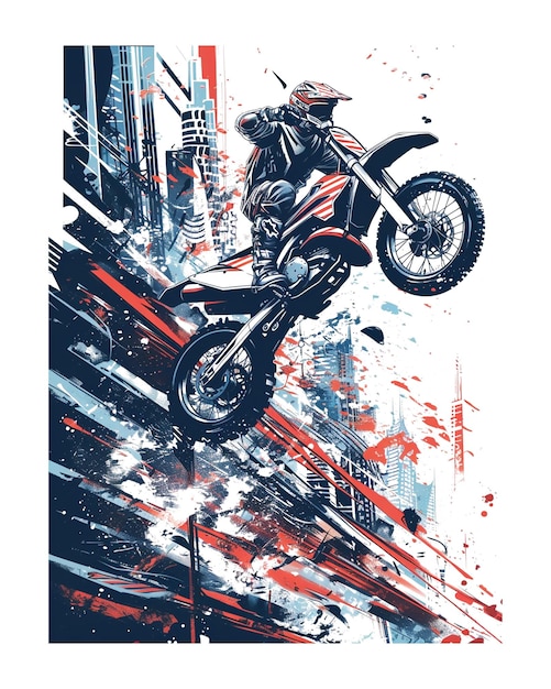 PSD plantilla de diseño de póster de ilustración de motocicleta futurista