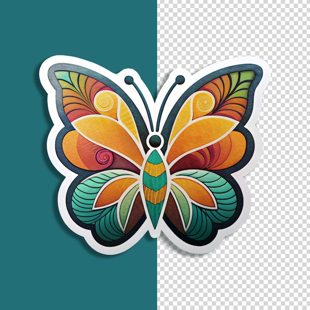 Plantilla de diseño psd de etiquetas de mariposa coloridas