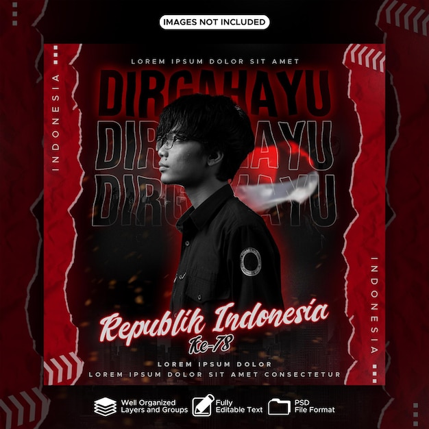 PSD plantilla de diseño psd de saludo de dirgahayu indonesia