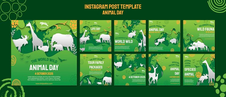 PSD plantilla de diseño de publicación de instagram del día de los animales