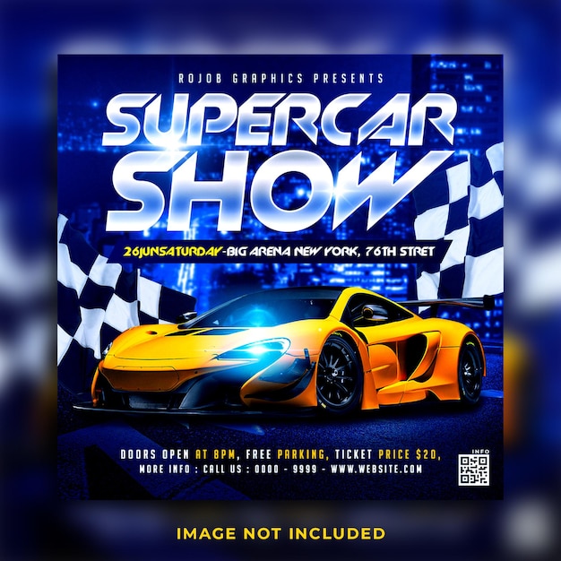 PSD plantilla de diseño de publicación de instagram de redes sociales de car show